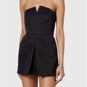TOPSHOP BLACK STRAPLESS BUSTIER NOTCHED NECKLINE  LAYERED ROMPER - 12